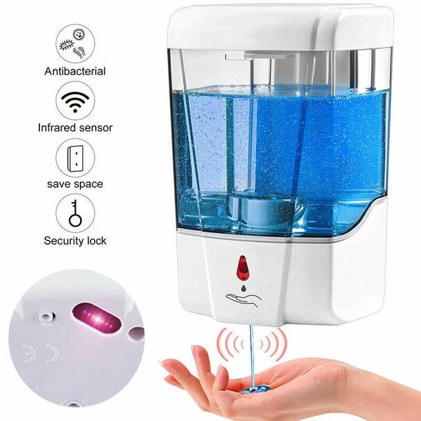 700ML Automatic Liquid Soap Dispenser Handfree Touchless IR Sensor Wall Mount 