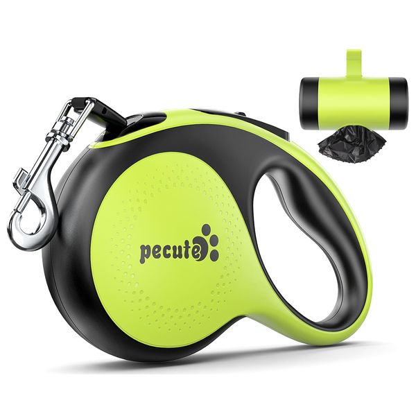 Pecute Retractable Dog Leash with Poo Bag Holder, 8m/26.2ft Dog Leash with 360° Tangle-Free Extended Leash, Anti-Slip Handle and Quick Brake Button, Suitable for Dogs Up to 110lbs/50kg in Weight