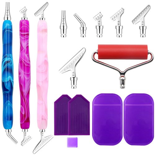 ZYNERY 27-Piece Diamond Painting Pen Kit, 45 Ergonomic Stainless Steel Metal Tips - Resin Diamond Art Pens - Painting Accessories Tools Pens for Lovers Gifts (Silver Tips)