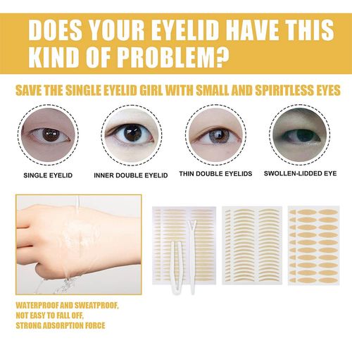Adesivi a Doppia Palpebra, Double Eyelid Tape, Invisibile Nastro a Doppia Palpebra, Sollevamento istantaneo Degli occhi Senza Chirurgia, Perfetto per incappucciato, Uneven, Mono-palpebre, 480Pcs