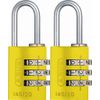 ABUS 145/20-20mm Body 3-Dial Resettable Combination Padlock, Yellow 2ct
