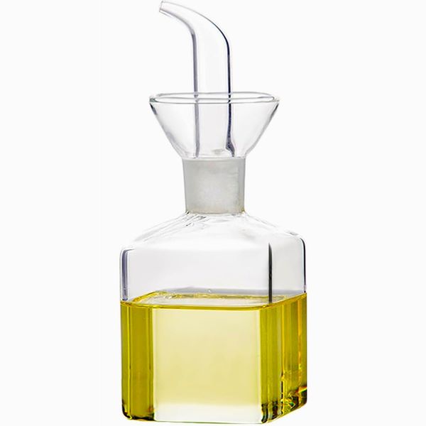 JJQHYC Glass Oil Bottle Drizzler, Little Olive Oil Bottle 125 ml Vinegar Bottle, Glass Olive Oil Dispenser for Kitchen and BBQ