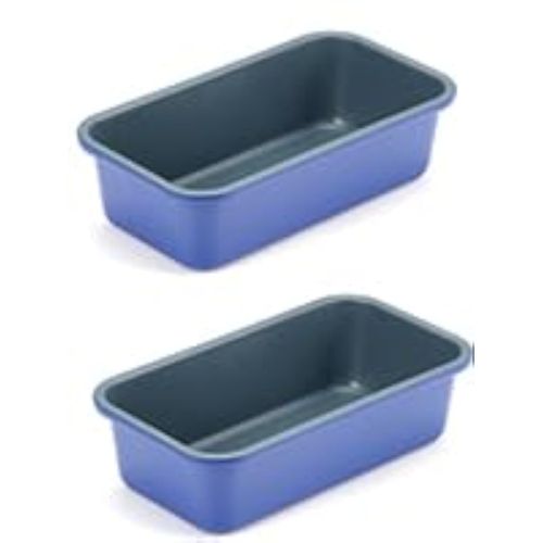 Monfish loaf pan baking bread 1lb loaf bread pans for home baking cake 9x5inch set of 2 haze blue non stick coating Royal blue carbon steel