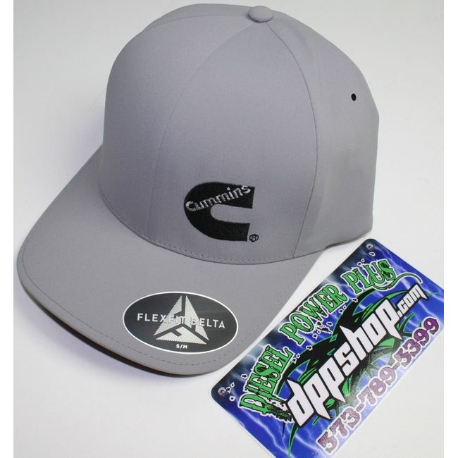 Cummins Delta Flexfit hat Ball Cap Trucker Cummings Fitted Flex fit Stretch S/M Grey