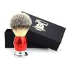 Synthetic Hair Shaving Brush Red & Silver Handle with Classical Box Presant for Men Gift Box