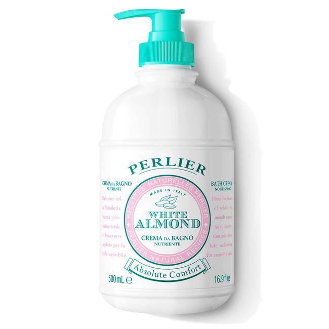 Perlier White Almond Shower & Bath Cream - Nourishing & Soothing Luxury Bath Cream Made with Almond Oil for Deep Moisturization and Hydration (16.9 Fluid Oz.)