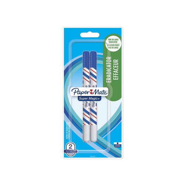 Paper Mate Super Magic+ Eradicator, Fine Point, Blue, Pack of 2