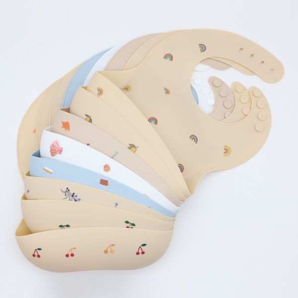 Baby Printed Pattern Food Grade Silicone Bibs - Average Size (0-8Y） / Orange