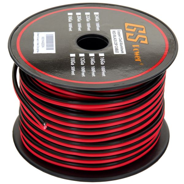 GS Power 18 Gauge 200’ Red /200' Black (400 feet Total) Bonded Zip Cord Speaker Cable for Model Train Car Audio Radio Amplifier Remote 12V Automotive Trailer Harness LED Light Wiring