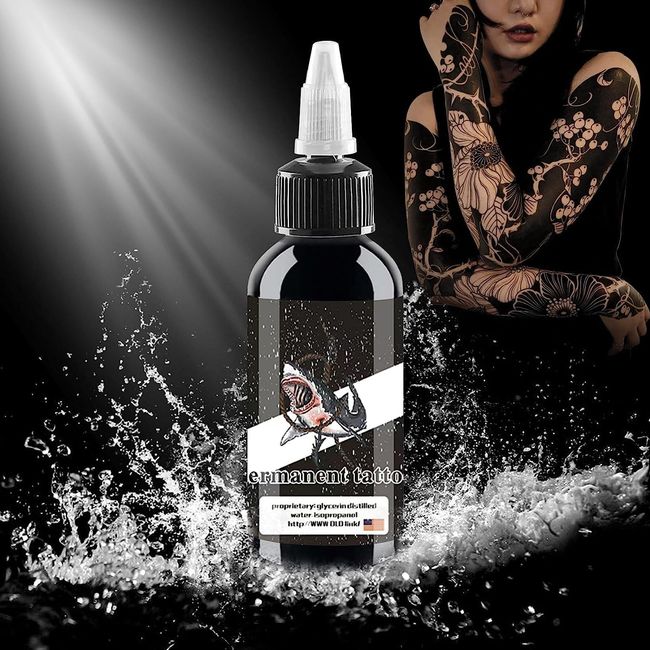 DLD New Shark Super Black Ink - Vegan Friendly Excellent Tattoo Pigment Effect - Contour - Shade - Tribal - Permanent - SY30-1OZ-30ML