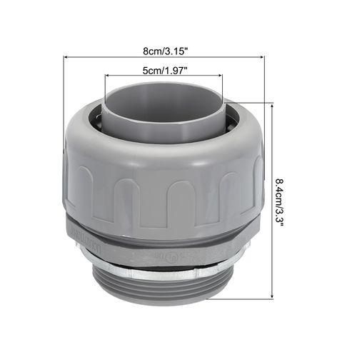 MECCANIXITY Liquid Tight Connector 2NPT Non-metallic Liquid Tight Conduit Connector PVC UL Listed PVC Conduit Fitting Electrical Conduit Fitting Pack of 2(Straight,180D)