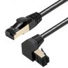 AC-Sat-Corner LAN Cable RJ45 Network Cable Patch Cable CAT 8.1 Black Silver Down Angled 1 Metre
