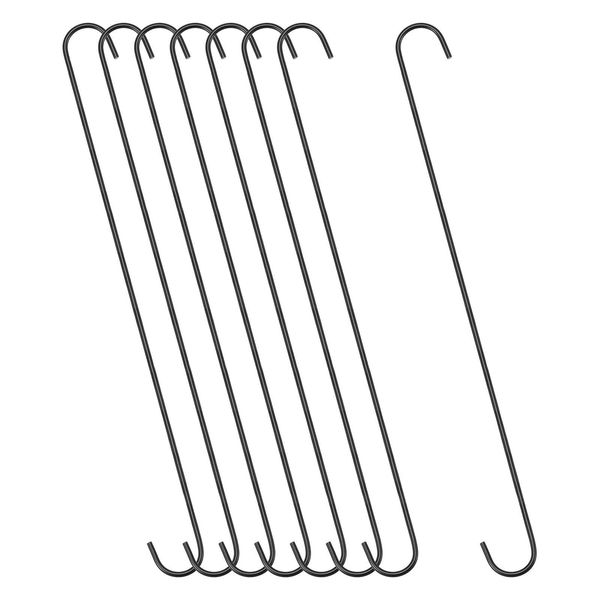 8pcs S Hanging Hooks 20inch Extra Long Steel Hanger Multiple Use Black