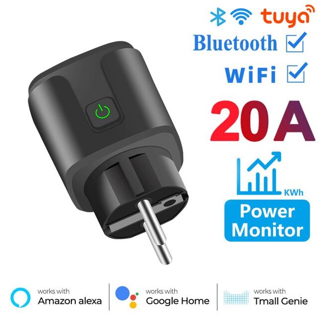 Smart Plug WiFi Socket EU 20A With Power Monitor Timing Function Smart Life  APP Works With Alexa Google Home