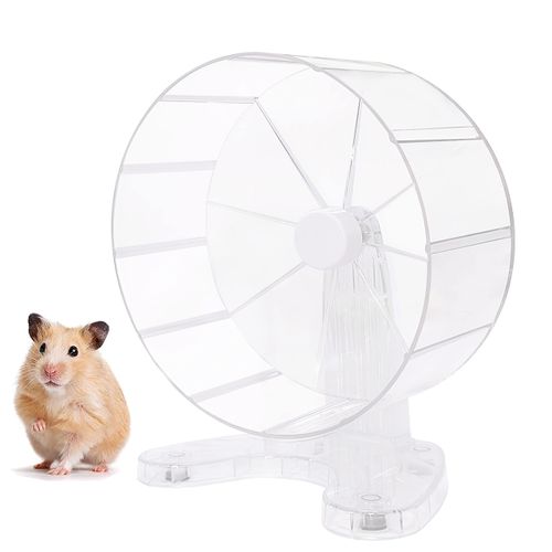 Super Silent Hamster Wheel, 8.5 Inches Small Animal Exercise Wheel for Gerbil, Syrian & Dwarf, Chinchilla Wheel with Stable Stand, Clear