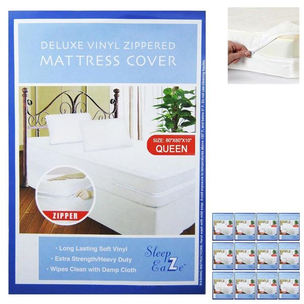 12Pack Zippered Mattress Encasements Waterproof Queen Size Bedding Protectors