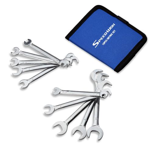 SPEEDWOX Double-ended Spanner Set, Thin Spanner Set, 10 Piece Set, 0.2 - 0.4 inches (4 - 11 mm), Short Type, Approximately 0.1 inch (2.5 mm) Thick, Ultra Thin, Compact, Lightweight, Double-ended Wrench Set, Ultra Thin, Combination Wrench, Open End Wrench,