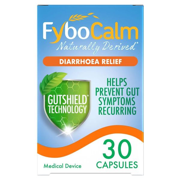 FyboCalm Diarrhoea Relief, 30 Capsules, Long Lasting Relief from Recurrent Diarrhoea due to IBS, Gluten Free, Lactose Free, Relieve and Prevent Gut Symptoms Recurring, Pre Biotic