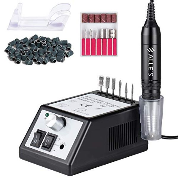 Professional Electric Nail Drill 30000 RPM Efile Buffer Manicure Grinder Tools for Acrylic Nails with Nail Drill Bits Set and Sanding Bands (Black)