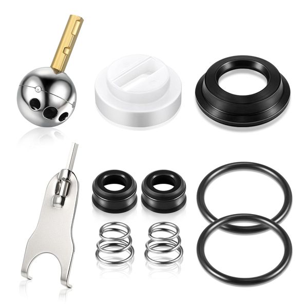 Dreyoo Kitchen Single Handle Faucet Repair Kit with RP212 Stainless Steel Ball Valves and Knob Handles, Compatible with Delta/Peerless Single Handle Faucets, Replacement for RP77739 and 86971 (1 Pack)