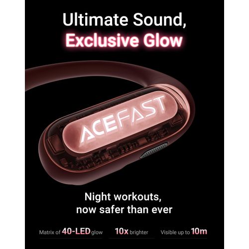 ACEFAST AceFit Pro Open-Ear Headphones, Night Safety Mode for Sports, Powerful Bass, 7.6g Ultra-Comfort, Bluetooth 5.4, 30H Playtime with Digital Display, IP54 Sports Earbuds for Running & Workouts