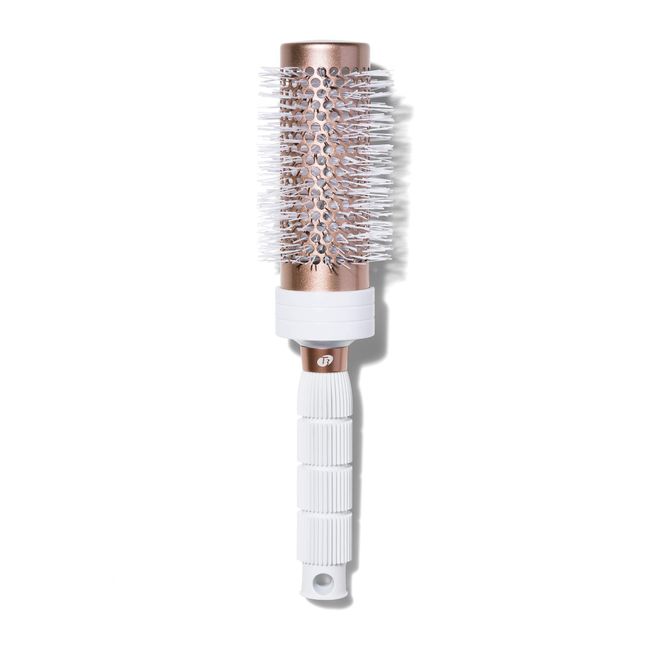 T3 Volume Round Hair Brush CeramicCoated Barrel Vented Round Brush for Blow Drying Heat Resistant Bristles, White/Rose Gold