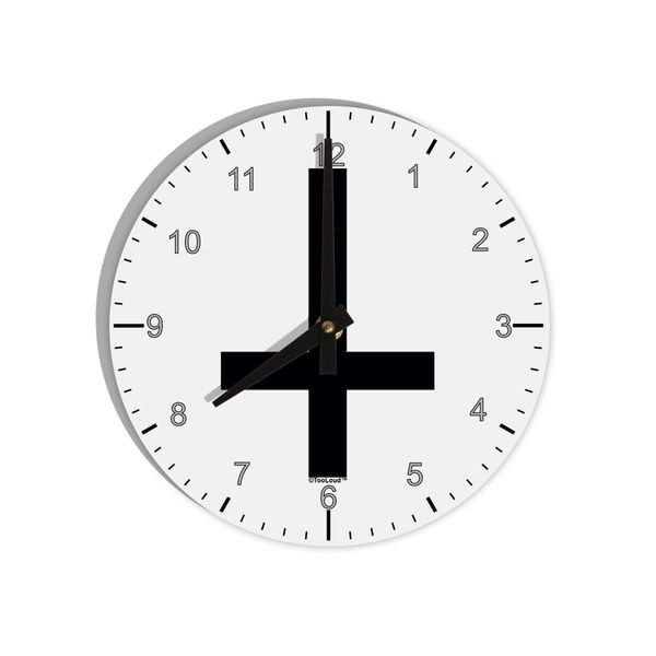 TOOLOUD Inverted Cross 8" Round Wall Clock with Numbers