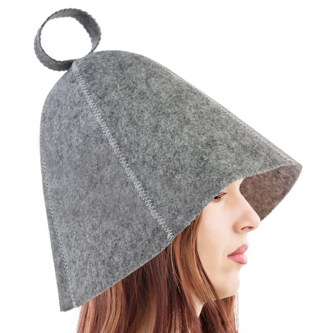 Sauna Hat, 100% Wool Felt, Protects Your Hair, Prevents Shedding, 2 Colors, Women's, Men's, Gray