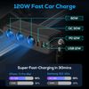 120W 3-Socket Car Cigarette Lighter Splitter Adapter QC3.0/USB3.1A/PD Ports 12V