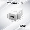 3pcs USB C Jack Inserts Adapter, Female to Female Interface Coupler Socket Adapter USB C Insert Port for Outlet Panel Wall Plate (White)