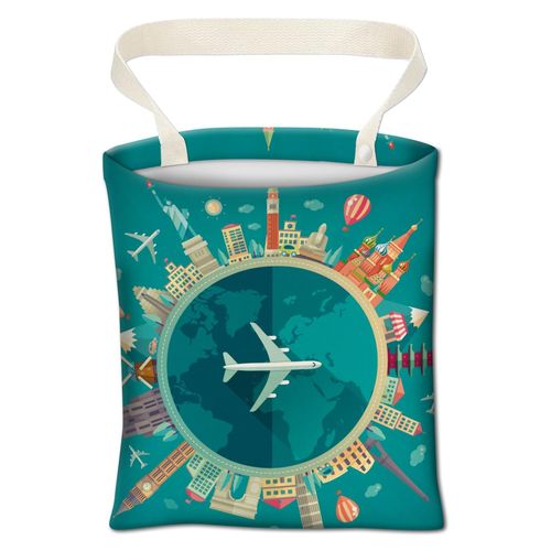 ABUIFDK Car Trash Can, Cute Car Trash Bag, Hanging Car Organizer and Storage Bag, Trash Bin for Car Accessories, Vehicle, Travelling, Camping Travel Globe Design