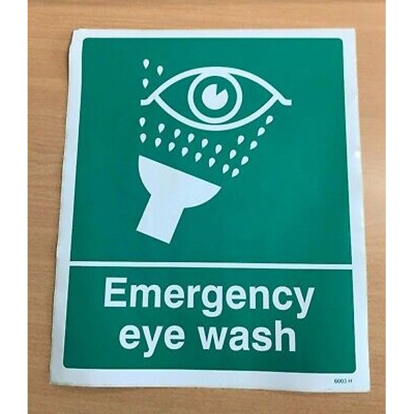 "Emergency eye wash" (6003H) emergency vinyl sticker.