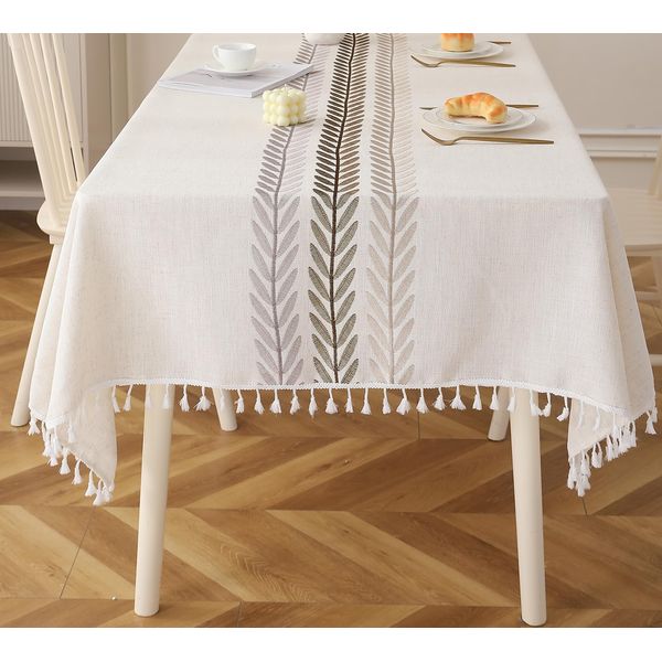 Tablecloths for 6 Foot Rectangle Tables, DeepDream Cotton Linen Table Cloth, Waterproof Wrinkle Free Farmhouse Burlap Table Cloth for Kitchen Dinning Party for Rectangle Tables, 55''x 86'', 6-8 Seats