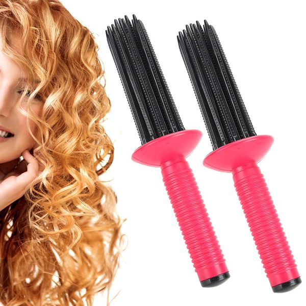 Fluffy Hair Comb Hair Curler Hair Fluffy Curling Roll Comb Anti‑slip Curling Wand Hairstyling Tools,2pcs Pin Curl Tool Roll And Go Hair Tool Hair Root Fluffy Comb for Women Ladies(17 Comb Teeth)