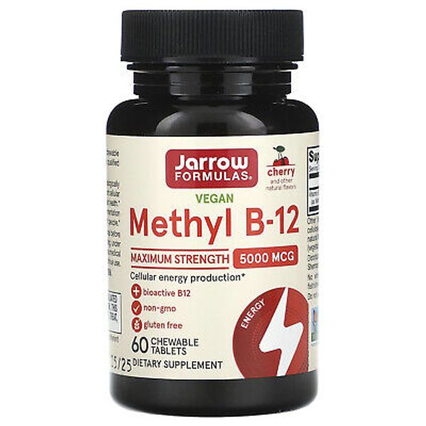 Vegan Methyl B-12, Maximum Strength, Cherry, 5,000 mcg, 60 Chewable Tablets