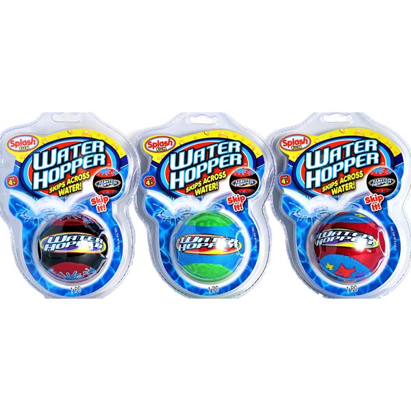 JA-RU Water Hopper Ball Toy Pack (3 Pack) Bouncing Water Skip Ball. Water Pool and for Beach Game. Squishy Skipper Water Bouncy Balls for Kids and Adults. Plus Sticker 880-3s