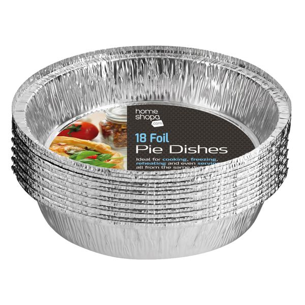 Homeshopa Aluminum Foil Pie Pan, 18 Pack Disposable Round Flan Trays, Durable Air Fryers Cooking Baking Dishes for Pie, Fruit Tarts, Quiche, Food Storage Takeaway Containers, Oven & Freezer Safe