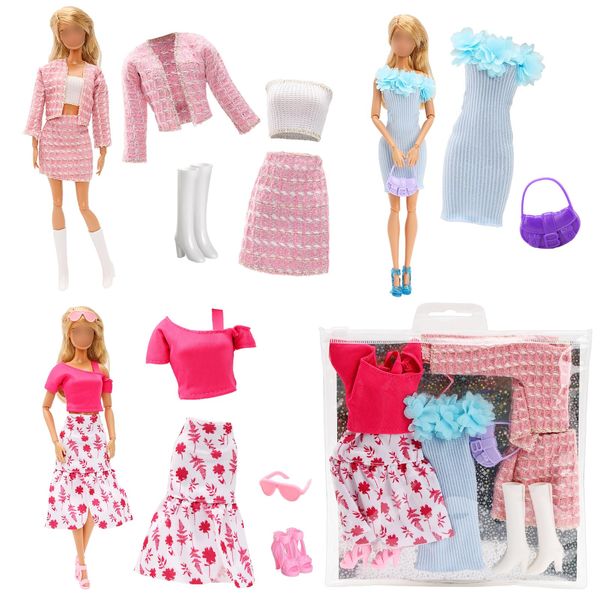 BEABARZA Fashion Doll Clothes and Accessories, Fashion Dresses, Elegant Business Skirt Vest Set, Shoes, Bags, Glasses for 11.5 inch Dolls