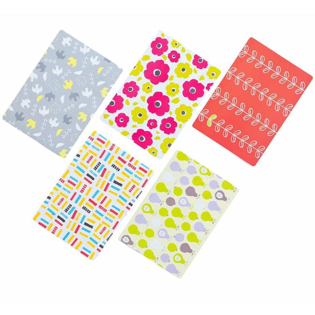 Scandinavian Style Placemats, Set of 5, Non-slip Backing, Plastic Material, Water Repellent, Can Be Wiped Away Even Dirt, Colorful, Stylish, Lunch Mat, 17.1 x 11.8 inches (43.5 x 30 cm)