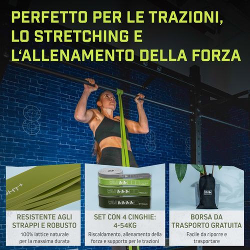 Wild Instincts® Elastico per trazioni con borsa/Bande Elastiche Fitness/Elastici Fitness/Bande Resistenza Fitness/Elastici Trazioni/Set Elastici Fitness/Come Set o Singolarmente