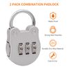 Eagle 3-Digit Combination Padlock, Luggage Lock, Resettable Code Lock, Small, Ideal for Suitcase, Lockers, Portable, 2-Pack (White)