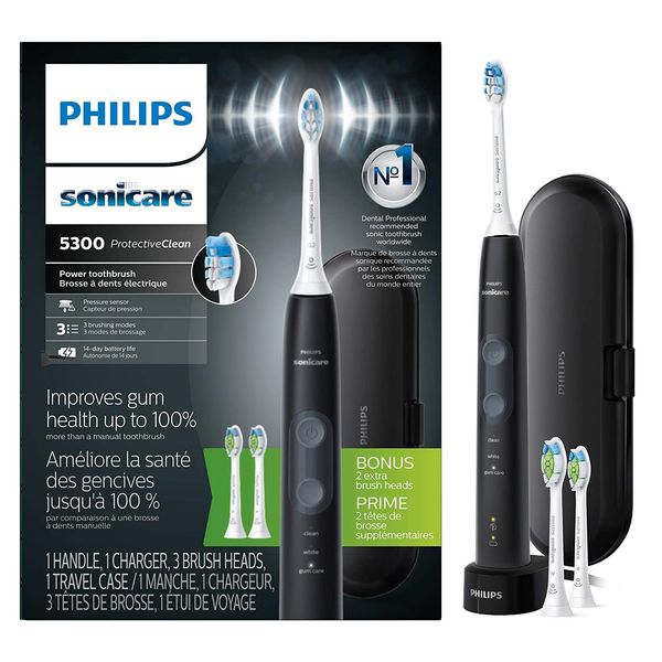 PHILIPS Sonicare ProtectiveClean 5300 Rechargeable Electric Toothbrush - Plaque Control with Pressure Sensor, Up to 2 Weeks Operating Time