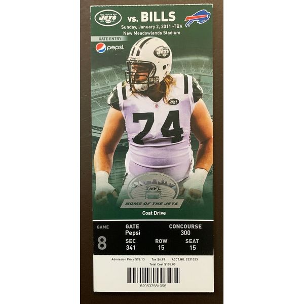 New York Jets 1/2/2011 NFL ticket stub vs Buffalo Bills