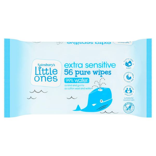 Little Ones Pure 99% Water Extra Sensitive Wipes 56 Pack
