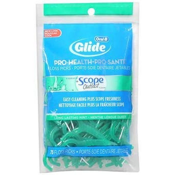 Oral-B Pro-Health Floss Picks + Scope Outlast Long Lasting Mint Flavor - 75 ct, Pack of 3