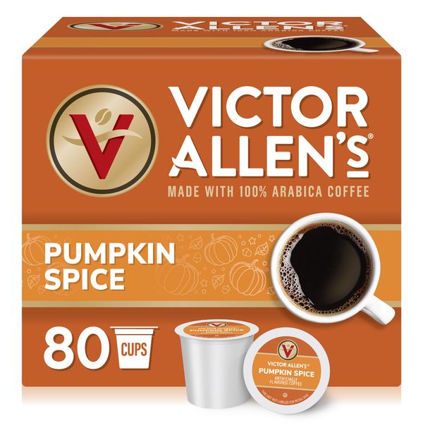 Victor Allen's Coffee Pumpkin Spice Flavored, Medium Roast, 80 Count, Single Serve Coffee Pods for Keurig K-Cup Brewers