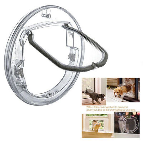 Pet Door Dog Window Gate Round Clear Flap Door with 4 Ways Lock for Cat Puppy