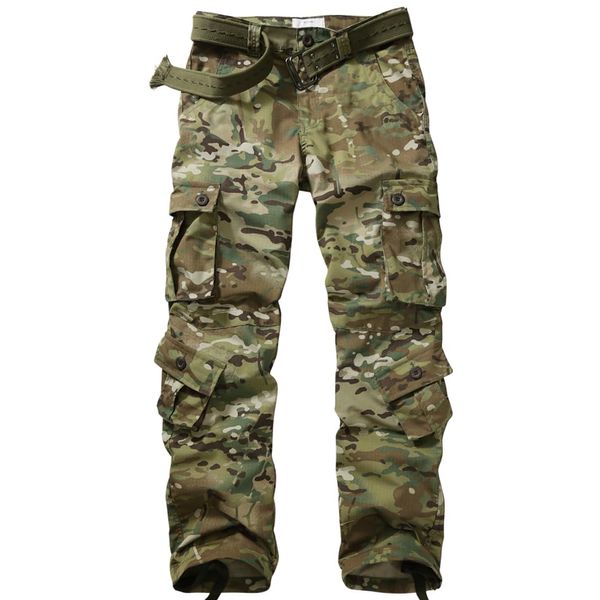 TRGPSG Men's Lightweight Hiking Pants Outdoor Ripstop Wild Cargo Pants Multi-Pocket Military Army Camo Casual Work Trousers 5335 CP Camo 36