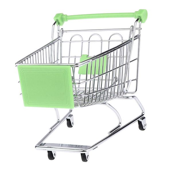 Mini Shopping Cart Miniature Supermarket Handcart Shopping Utility Cart Storage Toy for Kids - Green