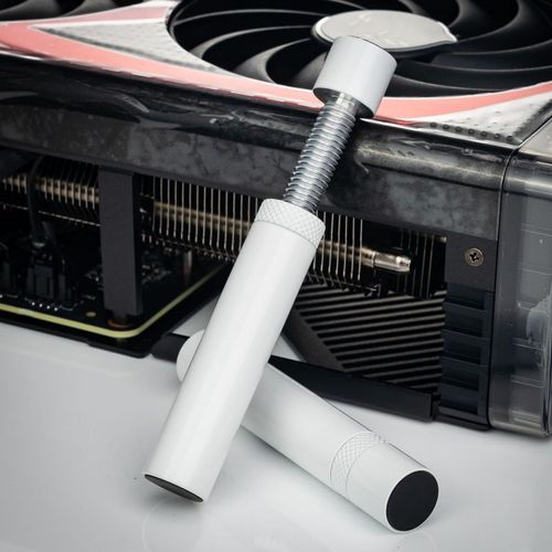 Graphics Card GPU Brace Support, Aluminum Alloy Video Card Sag Holder Bracket, Height Adjustable Anti Sag GPU Holder with Magnetic Nonslip Base (White)